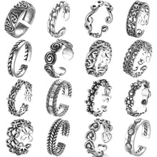 Load image into Gallery viewer, Todorova Antique Beach Punk Rings Vintage Geometric Knuckle Rings for Women Men Carved Adjustable Finger Foot Toe Ring