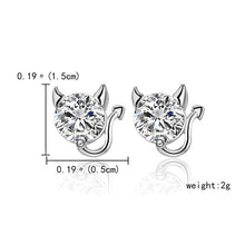 Load image into Gallery viewer, Fashion Cute Kitten Ear Studs Simulated Pearl Crystal Hollow Out Cat Stud Earring for Women Female Minimalist Jewelry Gifts