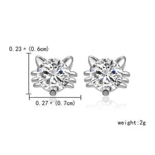 Load image into Gallery viewer, Fashion Cute Kitten Ear Studs Simulated Pearl Crystal Hollow Out Cat Stud Earring for Women Female Minimalist Jewelry Gifts