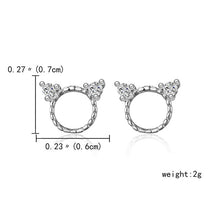 Load image into Gallery viewer, Fashion Cute Kitten Ear Studs Simulated Pearl Crystal Hollow Out Cat Stud Earring for Women Female Minimalist Jewelry Gifts