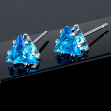 Load image into Gallery viewer, 11 Color Fashion Triangle Earring For Women 6MM Simulated Zircon Small Stud Earrings Minimalist Jewelry