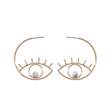 Load image into Gallery viewer, Minimalist Marble Eye Metal Eyelash Stud Earrings Women Party Gifts Simple Hollow Geometric Gold Color Fashion Jewelry Brincos