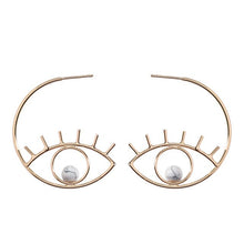 Load image into Gallery viewer, Minimalist Marble Eye Metal Eyelash Stud Earrings Women Party Gifts Simple Hollow Geometric Gold Color Fashion Jewelry Brincos