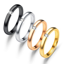 Load image into Gallery viewer, Engagement Ring for Women Stainless Steel Silver Gold Color Finger Girl Gift US Size 5 6 7 8 9 10 11 12 13 Fashion Jewelry 2019