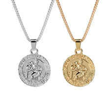 Load image into Gallery viewer, Jesus christ chain Necklace Saint christopher protect us necklaces Round Silver Gold color Christ Jewelry Gift For Christians