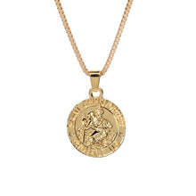 Load image into Gallery viewer, Jesus christ chain Necklace Saint christopher protect us necklaces Round Silver Gold color Christ Jewelry Gift For Christians