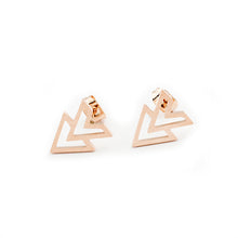 Load image into Gallery viewer, Minimalist Women Ear Jewelry Arrow Studs Earrings Stainless Steel Geometric Double Triangle Earrings Rose Gold Silver Color Gift