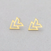 Load image into Gallery viewer, Minimalist Women Ear Jewelry Arrow Studs Earrings Stainless Steel Geometric Double Triangle Earrings Rose Gold Silver Color Gift
