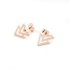 Load image into Gallery viewer, Minimalist Women Ear Jewelry Arrow Studs Earrings Stainless Steel Geometric Double Triangle Earrings Rose Gold Silver Color Gift