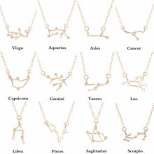Load image into Gallery viewer, QIMING 12 Constellation Zodiac Sign Necklace For Women Gold Silver Jewelry Leo Libra Aries Pendant Horoscope Astrology Necklace