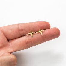Load image into Gallery viewer, Creative ECG Ear Studs Stylish golden silver color stainless steel Heartbeat earrings for women girl Minimalist jewelry 2019