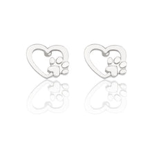 Load image into Gallery viewer, Minimalist Hollow Heart Stud Earrings For Women Gold Silver Pet Dog Paw Footprint Earings Cute Animal Jewelry For Girls Brincos