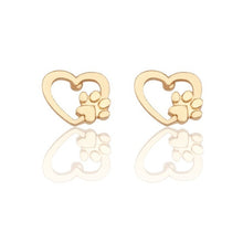 Load image into Gallery viewer, Minimalist Hollow Heart Stud Earrings For Women Gold Silver Pet Dog Paw Footprint Earings Cute Animal Jewelry For Girls Brincos