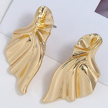 Load image into Gallery viewer, SRCOI Baroque Gold Silver Color Metal Stud Earrings Big Irregular Abstract Geometric Statement Earrings Minimalist Women Jewelry