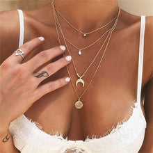 Load image into Gallery viewer, 2018 New Multilayer Crystal Shell Moon Pendant Necklaces For Women Vintage Charm Choker Necklace Statement Party Jewelry Gift