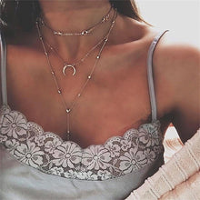 Load image into Gallery viewer, 2018 New Multilayer Crystal Shell Moon Pendant Necklaces For Women Vintage Charm Choker Necklace Statement Party Jewelry Gift