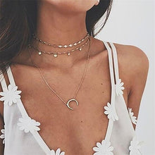 Load image into Gallery viewer, 2018 New Multilayer Crystal Shell Moon Pendant Necklaces For Women Vintage Charm Choker Necklace Statement Party Jewelry Gift