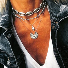 Load image into Gallery viewer, 2018 New Multilayer Crystal Shell Moon Pendant Necklaces For Women Vintage Charm Choker Necklace Statement Party Jewelry Gift