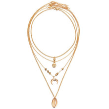 Load image into Gallery viewer, 2018 New Multilayer Crystal Shell Moon Pendant Necklaces For Women Vintage Charm Choker Necklace Statement Party Jewelry Gift