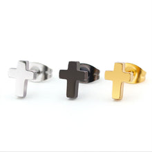 Load image into Gallery viewer, 1Pair Tiny Cross Minimalist Men Earrings Stainless Steel Earrings Simple Jesus Studs Fashion Ear Jewelry For Women Man