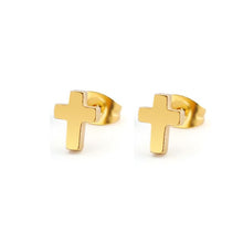Load image into Gallery viewer, 1Pair Tiny Cross Minimalist Men Earrings Stainless Steel Earrings Simple Jesus Studs Fashion Ear Jewelry For Women Man