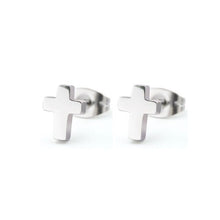 Load image into Gallery viewer, 1Pair Tiny Cross Minimalist Men Earrings Stainless Steel Earrings Simple Jesus Studs Fashion Ear Jewelry For Women Man