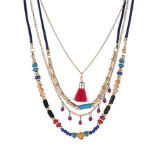 Load image into Gallery viewer, Bohemian Multi Color Layers Necklaces Colorful Beads Tassel Maxi Long Ethnic Chain Jewelry Statement Necklace For Women Collar