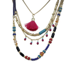 Load image into Gallery viewer, Bohemian Multi Color Layers Necklaces Colorful Beads Tassel Maxi Long Ethnic Chain Jewelry Statement Necklace For Women Collar