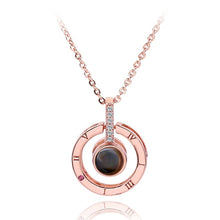 Load image into Gallery viewer, 2018 New Arrival Rose Gold&amp;Silver 100 languages I love you Projection Pendant Necklace Romantic Love Memory Wedding Jewelery