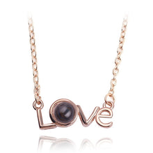 Load image into Gallery viewer, 2018 New Arrival Rose Gold&amp;Silver 100 languages I love you Projection Pendant Necklace Romantic Love Memory Wedding Jewelery
