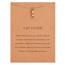 Load image into Gallery viewer, Fashion Jewelry Cute Cat Lover Necklace &amp; Pendant For Women Gift For Women Gold Silver Cat Pendant Short Chain Necklace