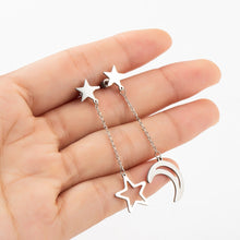 Load image into Gallery viewer, Star Moon ear studs Fashion Mini Golden Silver Color Stainless Steel Long Stud Earrings Female 2019 New Minimalist Jewelry Gifts