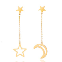 Load image into Gallery viewer, Star Moon ear studs Fashion Mini Golden Silver Color Stainless Steel Long Stud Earrings Female 2019 New Minimalist Jewelry Gifts