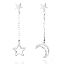 Load image into Gallery viewer, Star Moon ear studs Fashion Mini Golden Silver Color Stainless Steel Long Stud Earrings Female 2019 New Minimalist Jewelry Gifts
