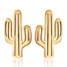 Load image into Gallery viewer, Women Gold/Silver color Stainless Steel Cute Stud Earrings Girls Animal Pineapple cactus Cat Earrings Minimalist Jewelry