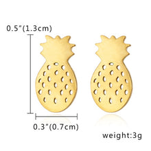 Load image into Gallery viewer, Women Gold/Silver color Stainless Steel Cute Stud Earrings Girls Animal Pineapple cactus Cat Earrings Minimalist Jewelry