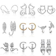 Load image into Gallery viewer, 2019 Minimalist Jewelry Female Earrings Rhinestone Cat Earring Cute Cat Stud Earrings Hollow Cat Fish Animal Ear Stud Girls Gift