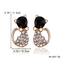 Load image into Gallery viewer, 2019 Minimalist Jewelry Female Earrings Rhinestone Cat Earring Cute Cat Stud Earrings Hollow Cat Fish Animal Ear Stud Girls Gift