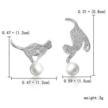 Load image into Gallery viewer, 2019 Minimalist Jewelry Female Earrings Rhinestone Cat Earring Cute Cat Stud Earrings Hollow Cat Fish Animal Ear Stud Girls Gift