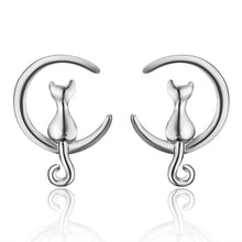Load image into Gallery viewer, 2019 Minimalist Jewelry Female Earrings Rhinestone Cat Earring Cute Cat Stud Earrings Hollow Cat Fish Animal Ear Stud Girls Gift