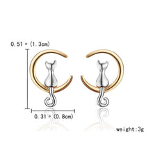 Load image into Gallery viewer, 2019 Minimalist Jewelry Female Earrings Rhinestone Cat Earring Cute Cat Stud Earrings Hollow Cat Fish Animal Ear Stud Girls Gift