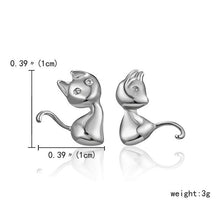Load image into Gallery viewer, 2019 Minimalist Jewelry Female Earrings Rhinestone Cat Earring Cute Cat Stud Earrings Hollow Cat Fish Animal Ear Stud Girls Gift