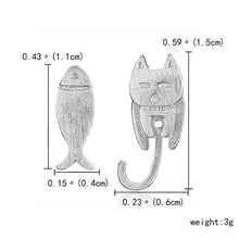 Load image into Gallery viewer, 2019 Minimalist Jewelry Female Earrings Rhinestone Cat Earring Cute Cat Stud Earrings Hollow Cat Fish Animal Ear Stud Girls Gift