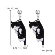 Load image into Gallery viewer, 2019 Minimalist Jewelry Female Earrings Rhinestone Cat Earring Cute Cat Stud Earrings Hollow Cat Fish Animal Ear Stud Girls Gift