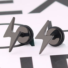 Load image into Gallery viewer, New Arrival Trendy minimalist Flash shaped Stud Earrings For Women Men stainless steel Ear jewelry Birthday Gifts