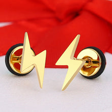 Load image into Gallery viewer, New Arrival Trendy minimalist Flash shaped Stud Earrings For Women Men stainless steel Ear jewelry Birthday Gifts