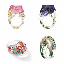 Load image into Gallery viewer, New Transparent Forest Handmade Dried Flower Resin Ring Colorful Ink Pattern Scenery for Women Fashion Jewelry Ring