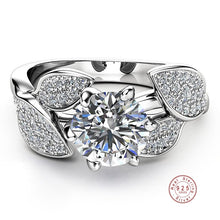 Load image into Gallery viewer, Wedding Crystal 925 Sterling Silver Rings for Women Dazzling Flower Ring 1 Carat Zircon Bijoux For Women Ladies Jewelry Gifts