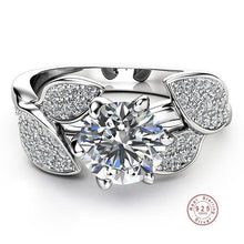 Load image into Gallery viewer, Wedding Crystal 925 Sterling Silver Rings for Women Dazzling Flower Ring 1 Carat Zircon Bijoux For Women Ladies Jewelry Gifts